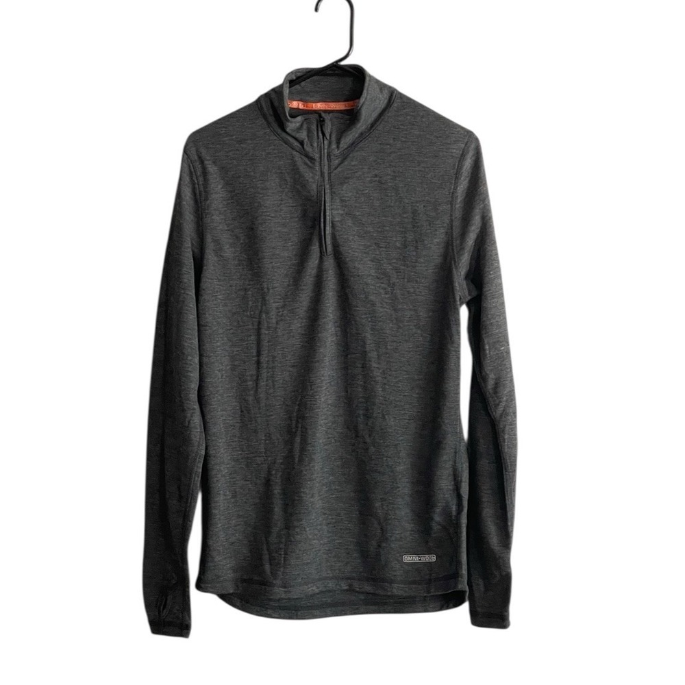 Omni Wool Sweater Men's size Medium Pullover 1/4 Zip Wool Blend Long Sleeve Gray